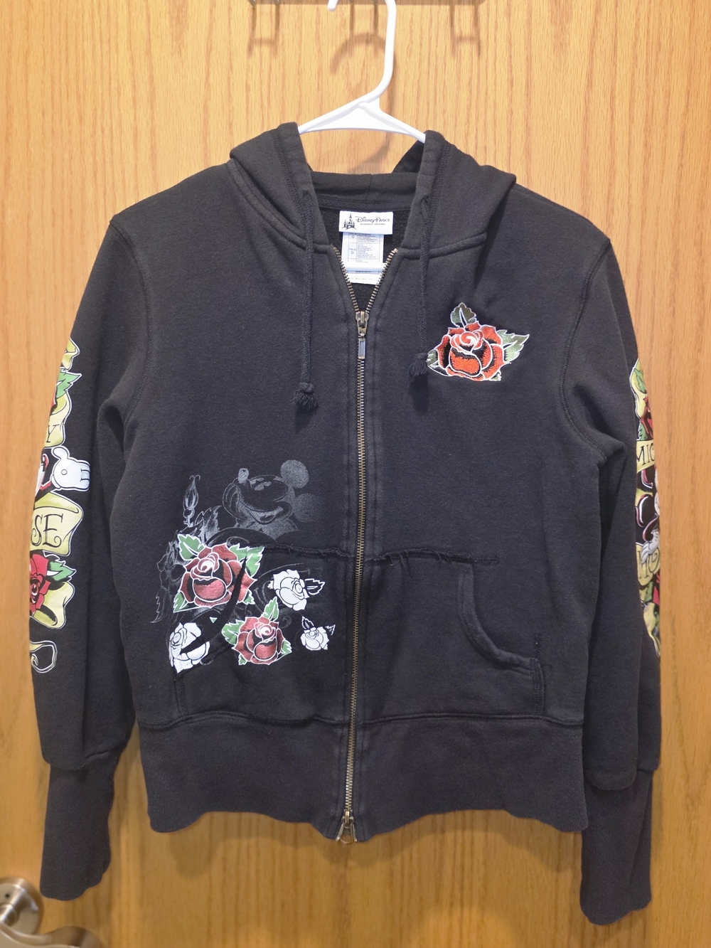 Disney Vintage Black Rose Graphic Zip-Up Hoodie